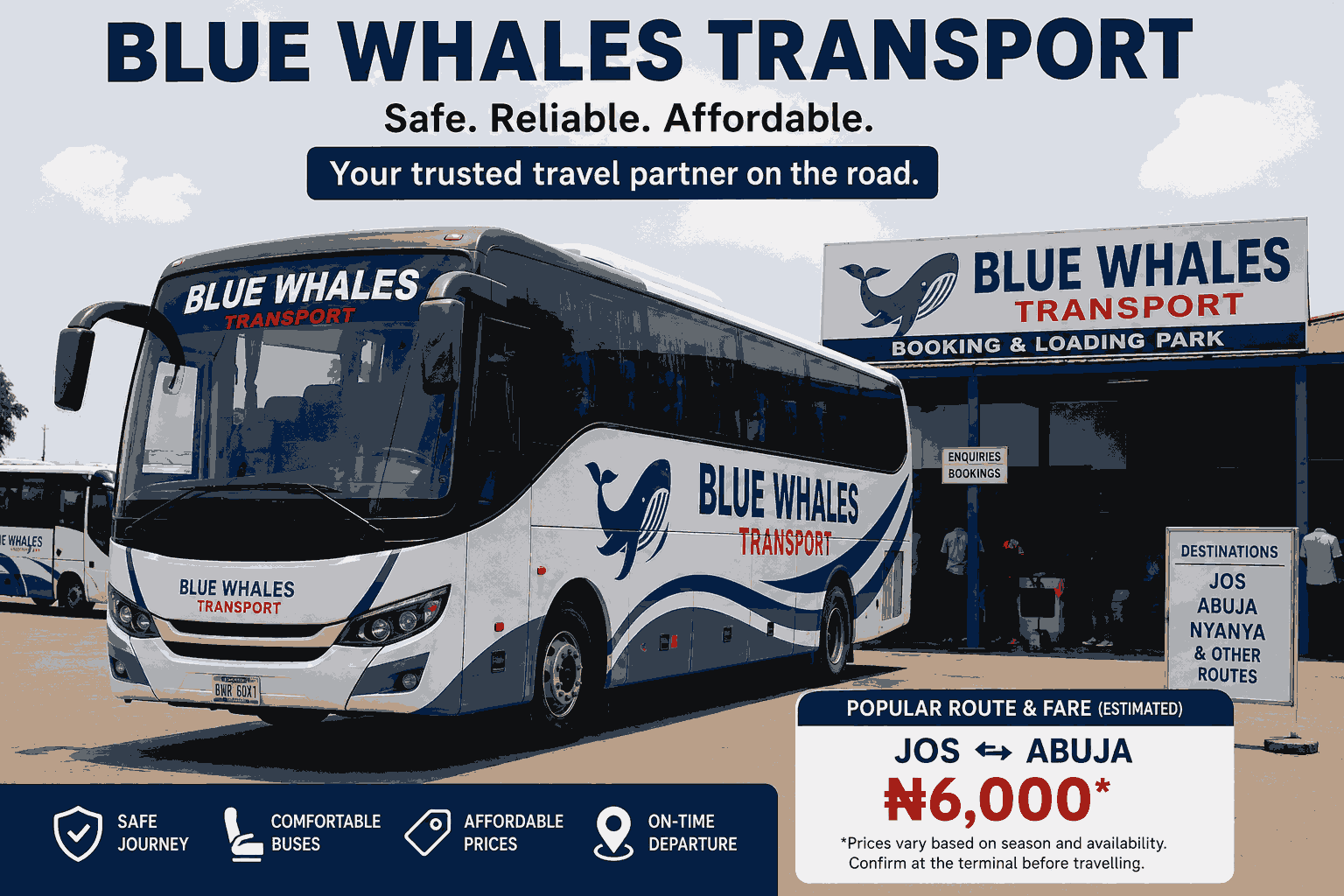 Blue Whales Transport Price List